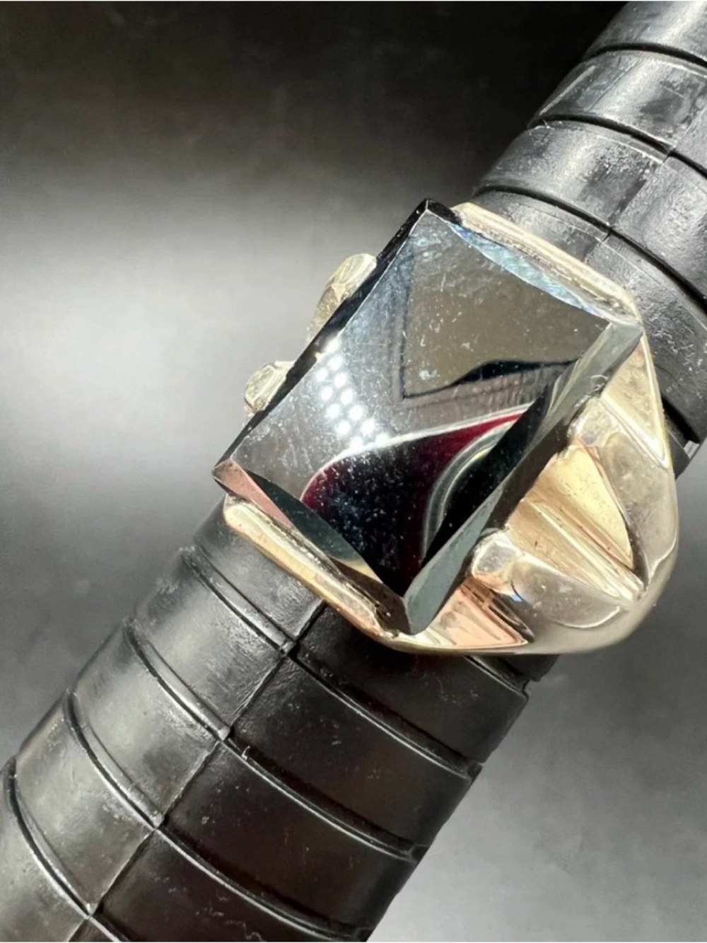 Vintage 10.7g Men’s Sterling Silver Black Onyx Signet Ring Sz 10